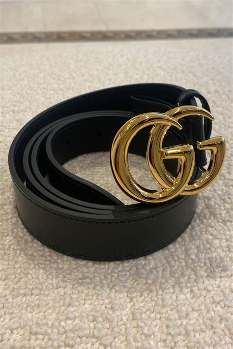 GG Marmont leather belt with shiny buckle 